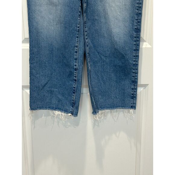 Madewell The Perfect Vintage Wide Leg Crop Jeans Raw Hem Size 12 / 31 - Picture 4 of 9